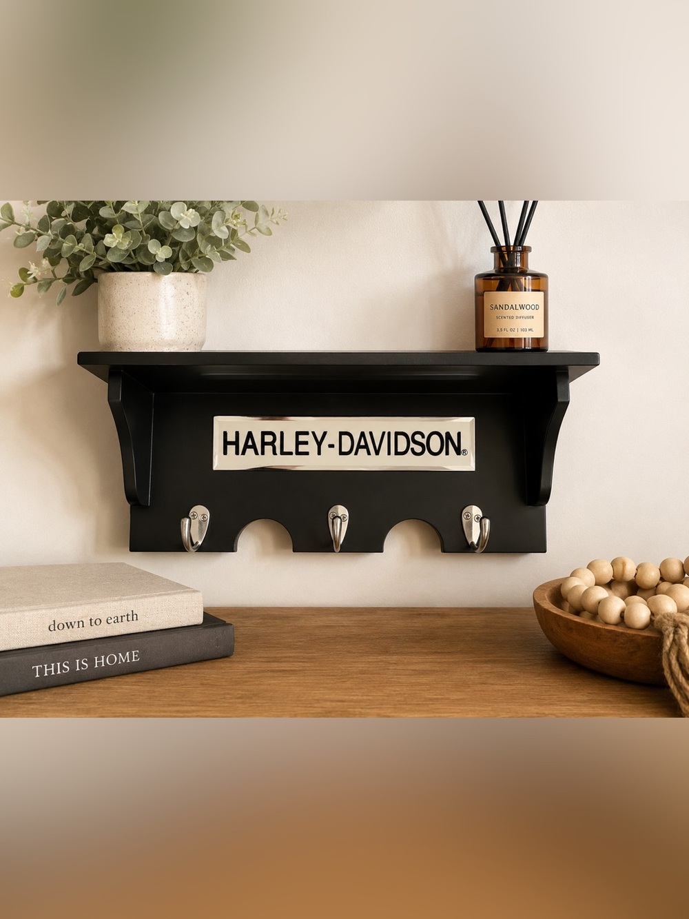 Harley-Davidson Wall Shelf Key Rack Hook Organizer